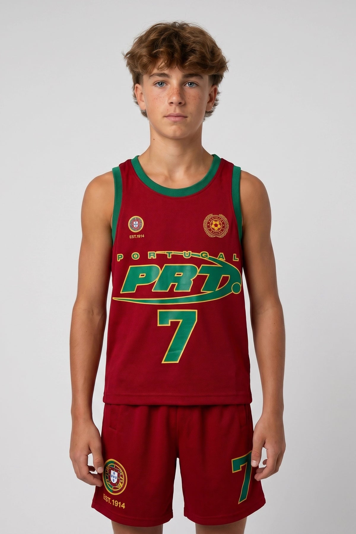 Kids Portugal Graphic Mesh Tank - Red