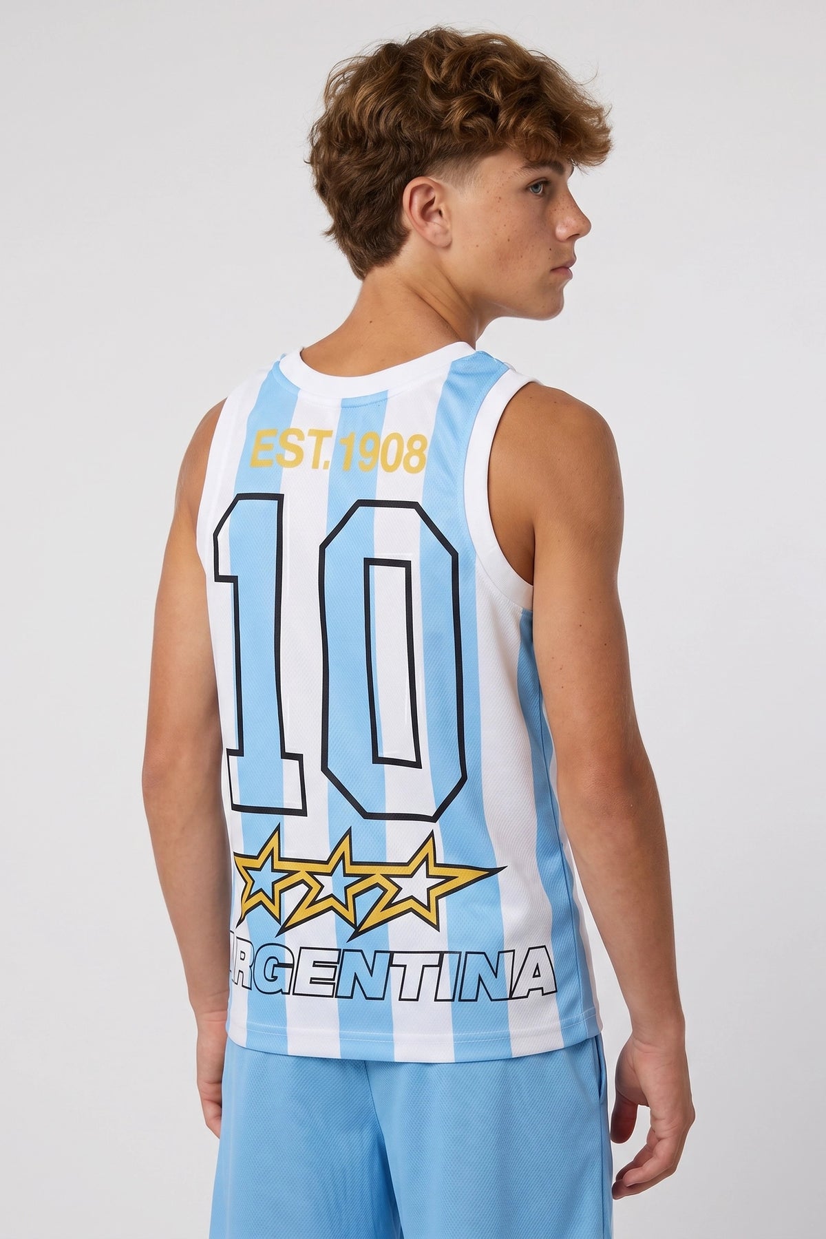 Vue alternative 2. Débardeur en filet à imprimé Argentine pour enfant