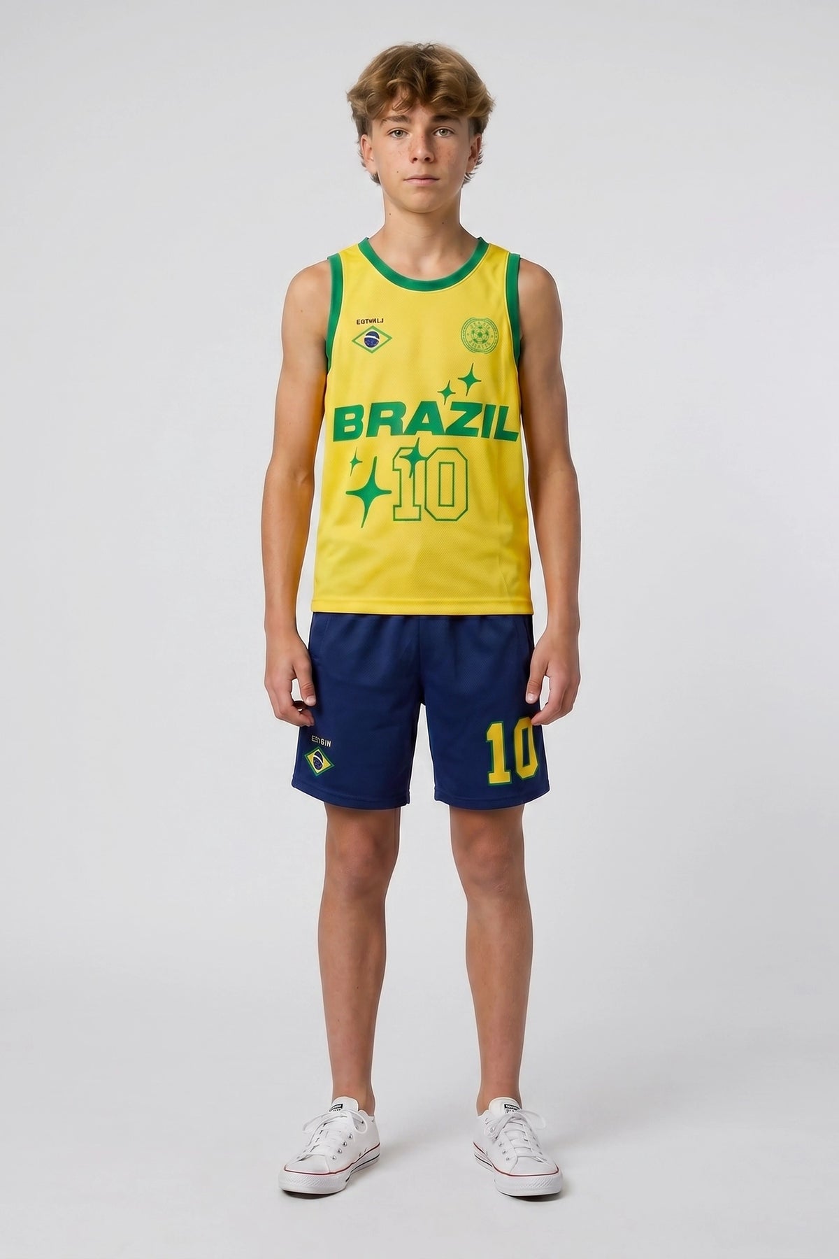 Short en filet à imprimé Brésil pour enfant