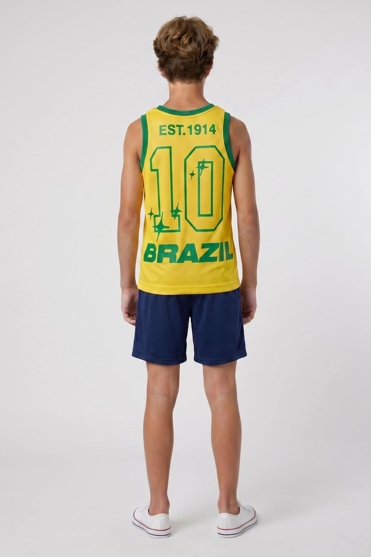 Vue alternative 2. Short en filet à imprimé Brésil pour enfant