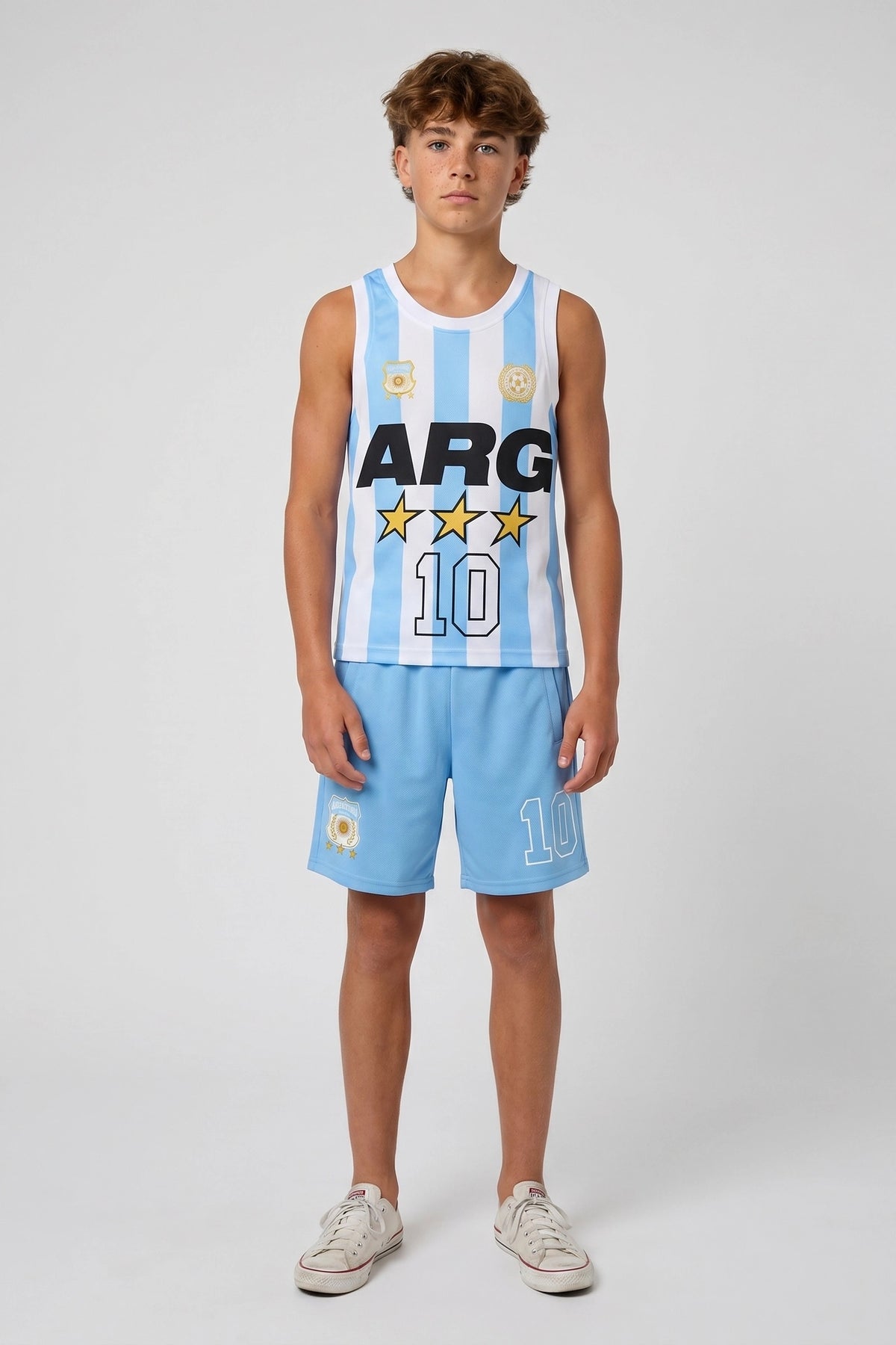 Kids Argentina Graphic Mesh Short - Blue