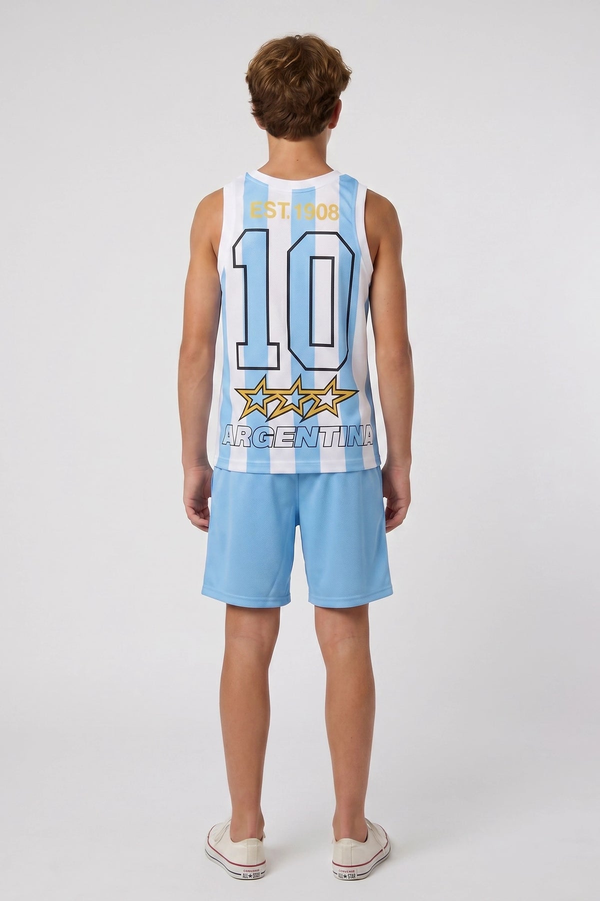 Alt View 2. Kids Argentina Graphic Mesh Short - Blue