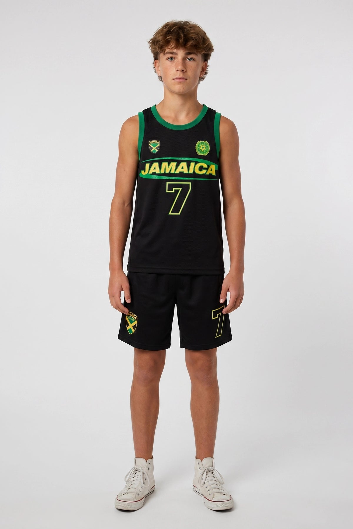 Kids Jamaica Graphic Mesh Short - Black