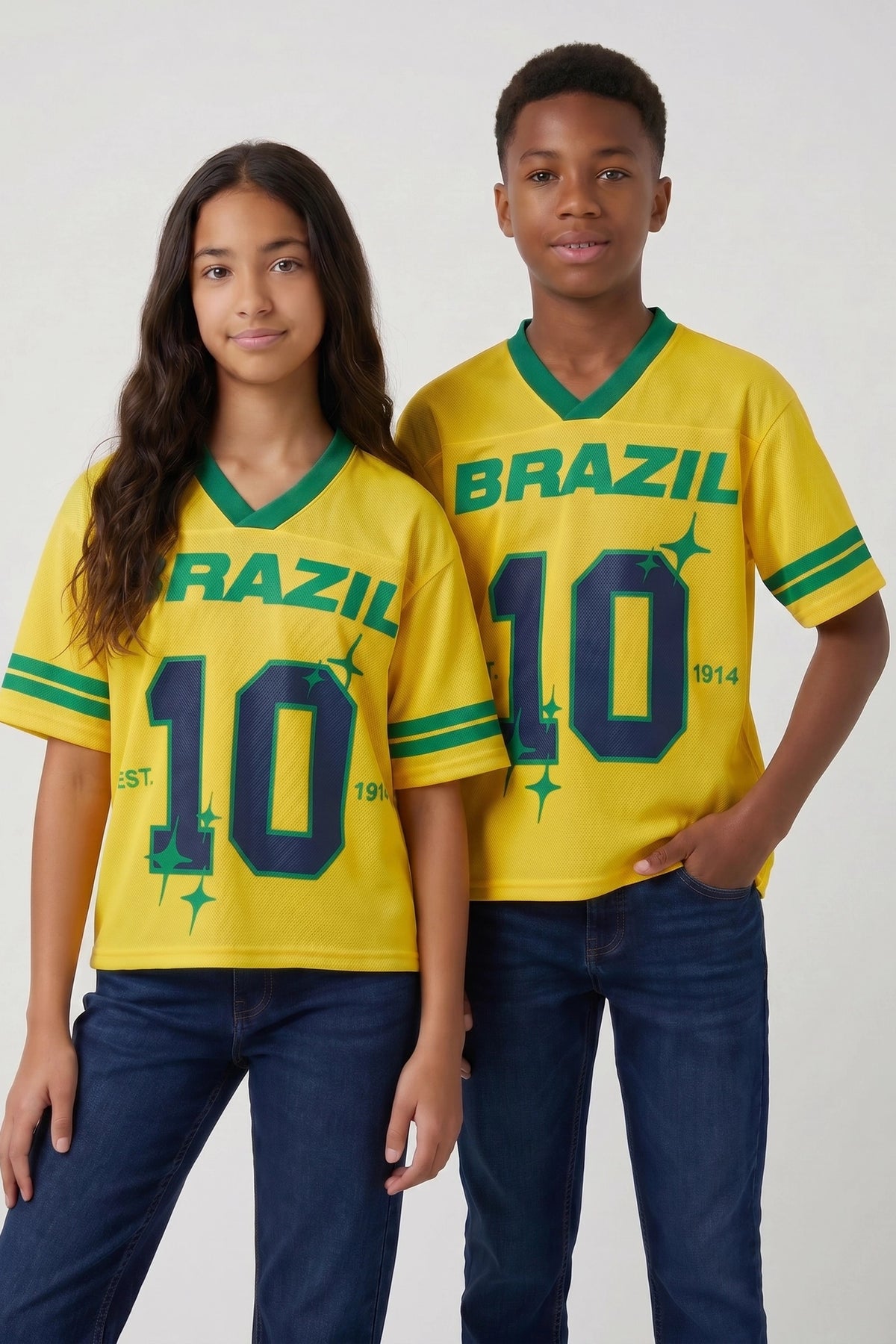 Kids Brazil Graphic Mesh Jersey - Yellow