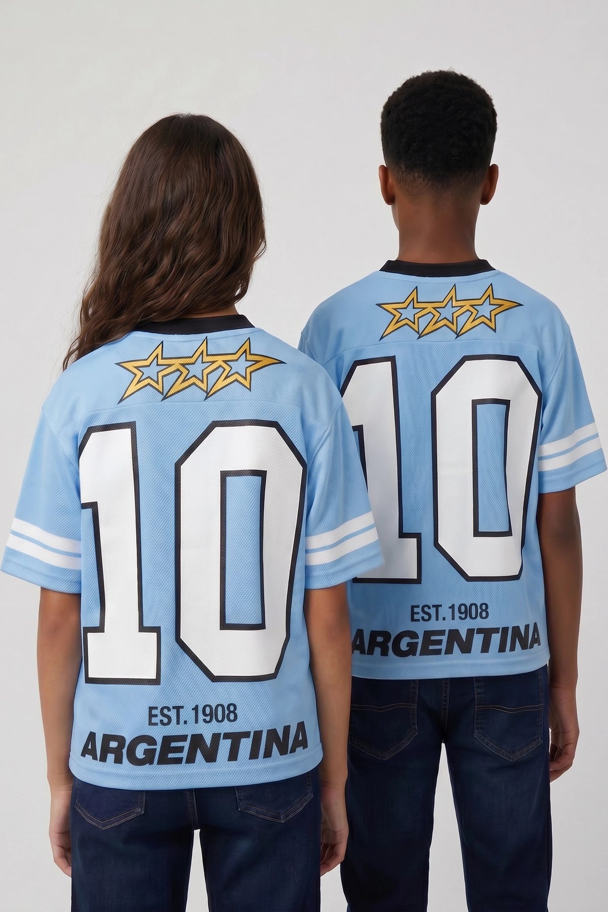 Vue alternative 2. Jersey en filet à imprimé Argentine pour enfant