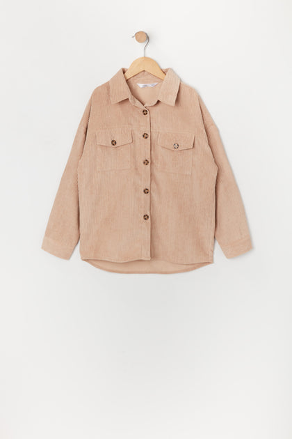 Corduroy Oversized Worker Shirt - Grey