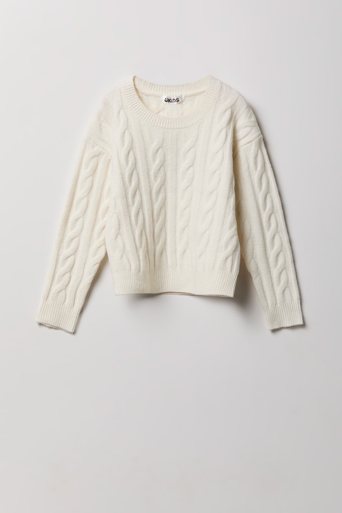 Chandail en tricot torsadé pelucheux pour fille