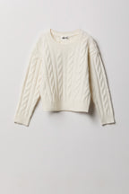 Chandail en tricot torsadé pelucheux pour fille