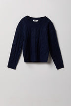 Chandail en tricot torsadé pelucheux pour fille
