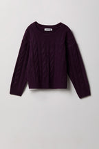 Chandail en tricot torsadé pelucheux pour fille