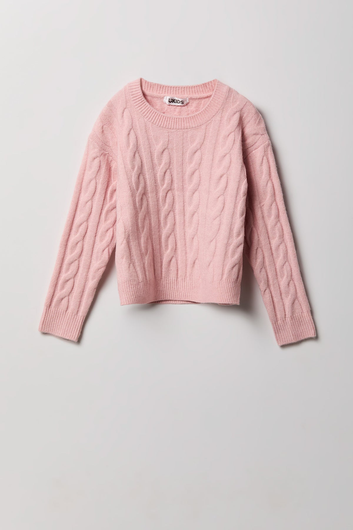 Chandail en tricot torsadé pelucheux pour fille