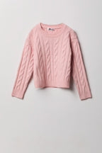 Chandail en tricot torsadé pelucheux pour fille