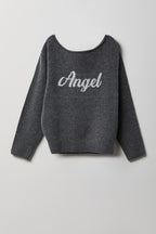 Chandail en tricot pelucheux à imprimé Angel pour fille