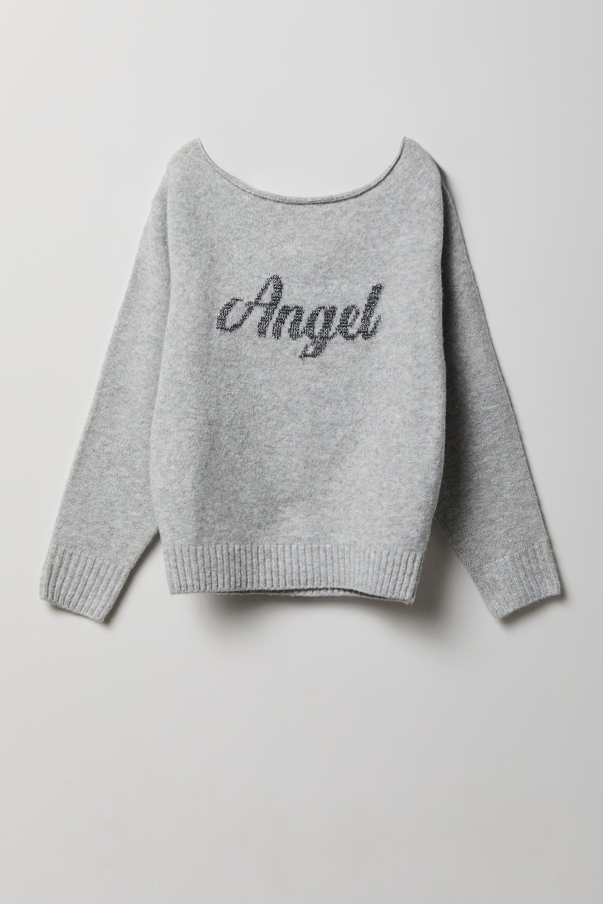 Girls Angel Mossy Knit Sweater - Heather Grey