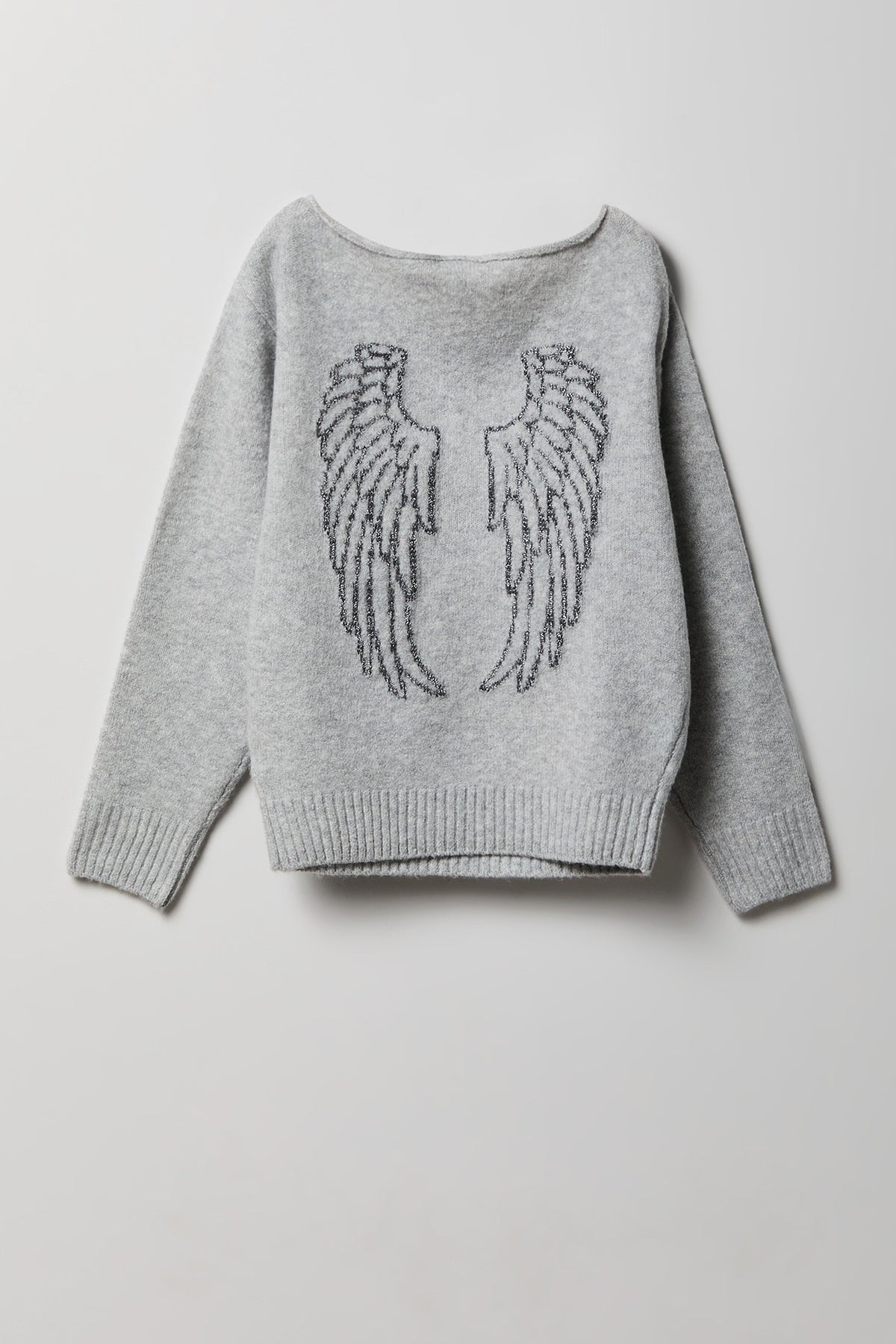 Alt View 2. Girls Angel Mossy Knit Sweater - Heather Grey