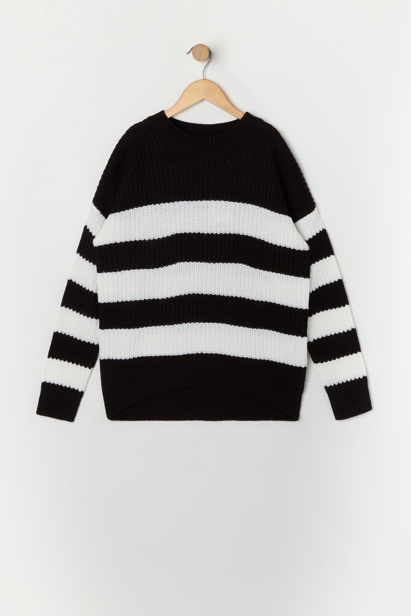 Girls Striped Ribbed Knit Sweater