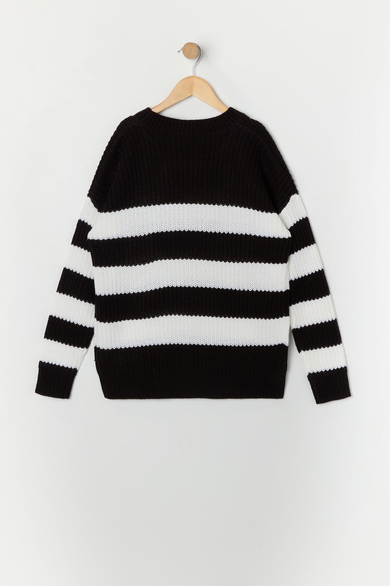 Girls Striped Ribbed Knit Sweater