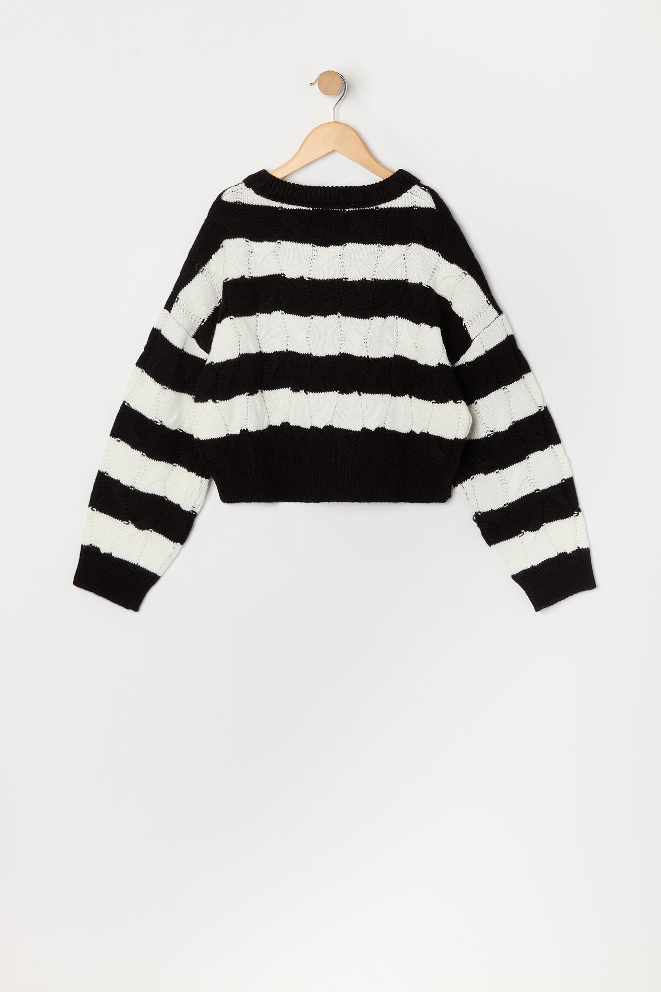 Girls Striped Cable Knit Sweater