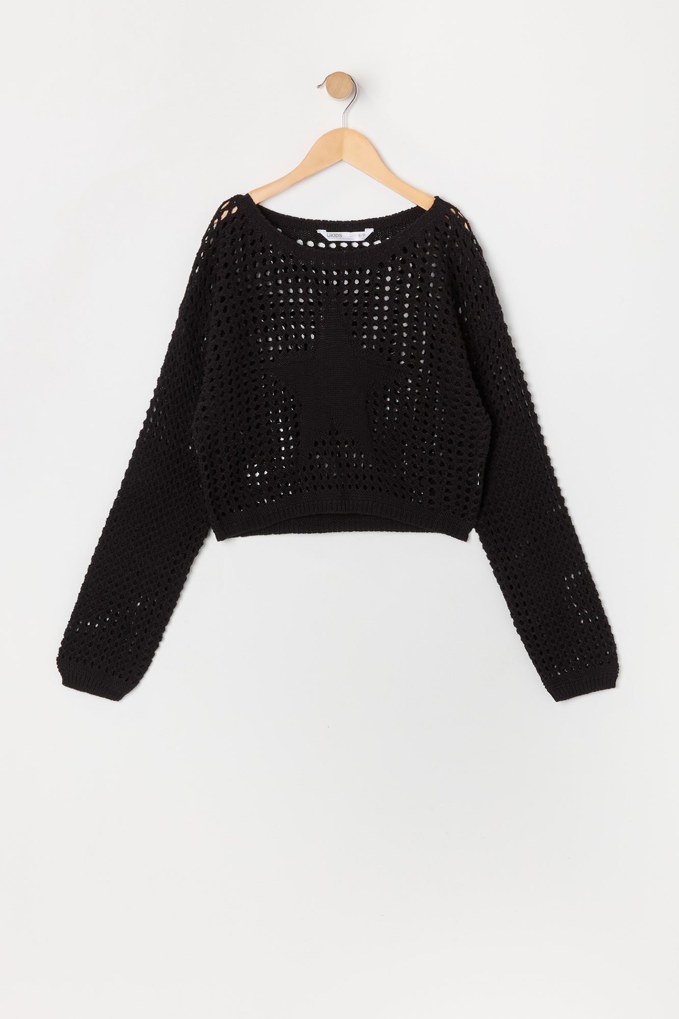 Girls Star Open Knit Sweater