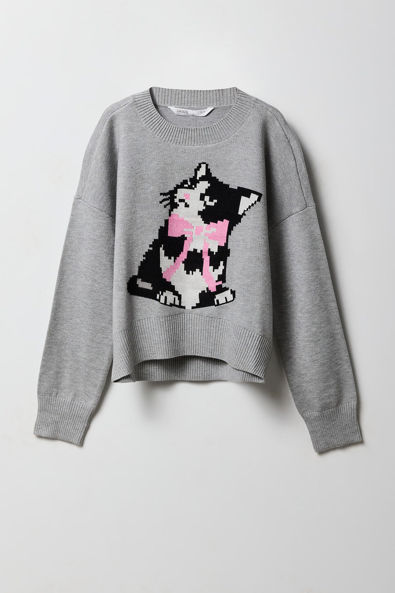 Chandail en tricot jacquard surdimensionné pour filles