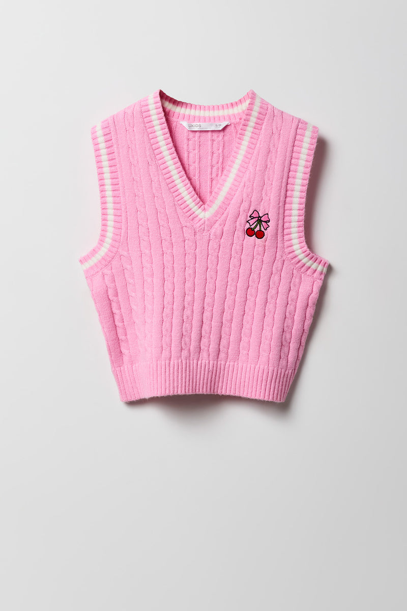 Girls Cable Knit Sweater Vest