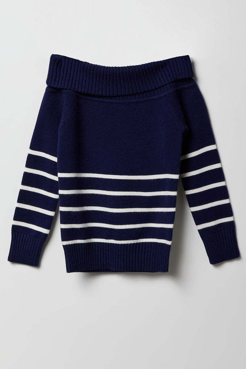 Girls Foldover Off Shoulder Sweater