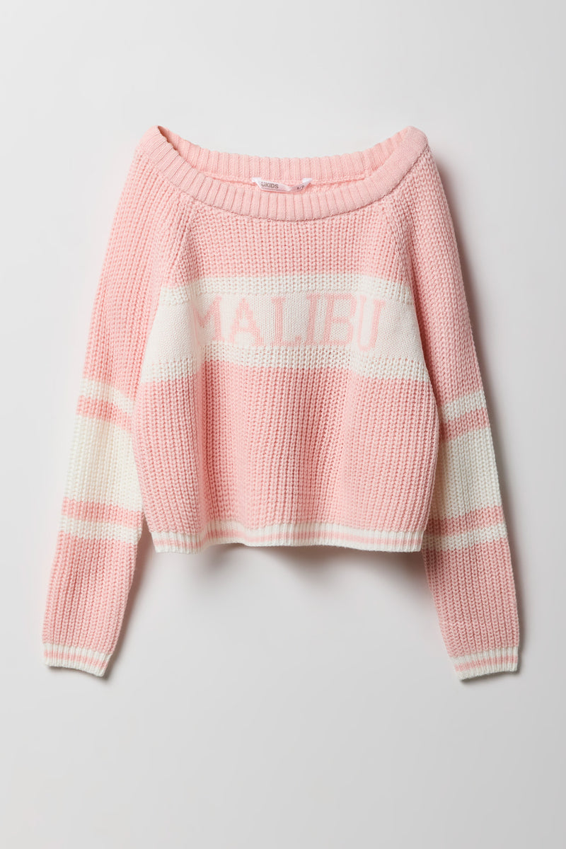 Girls City Striped Jacquard Knit Sweater