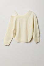 Chandail en tricot à épaule unique pour fille