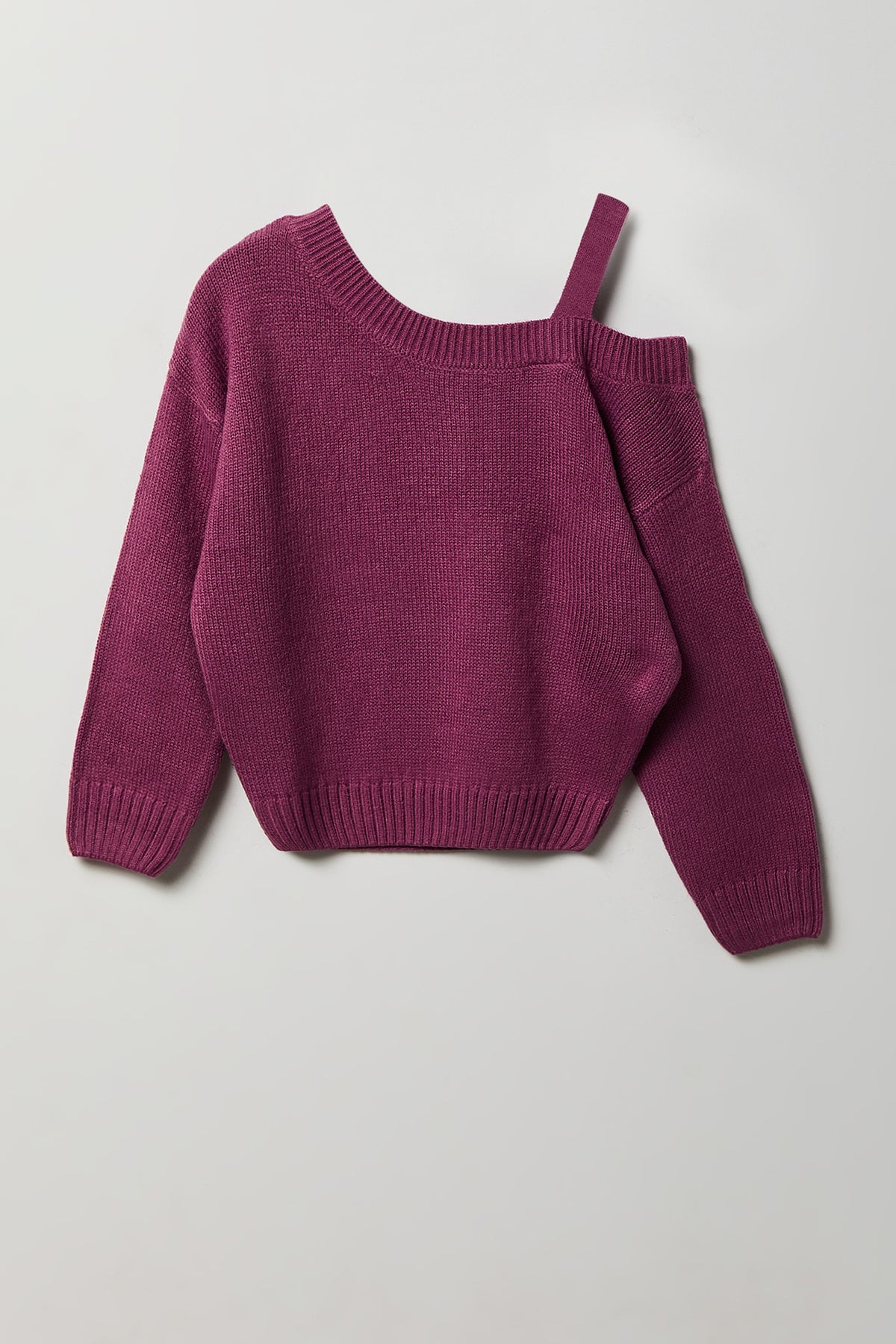 Alt View 2. Girls One Shoulder Knit Sweater - Mauve