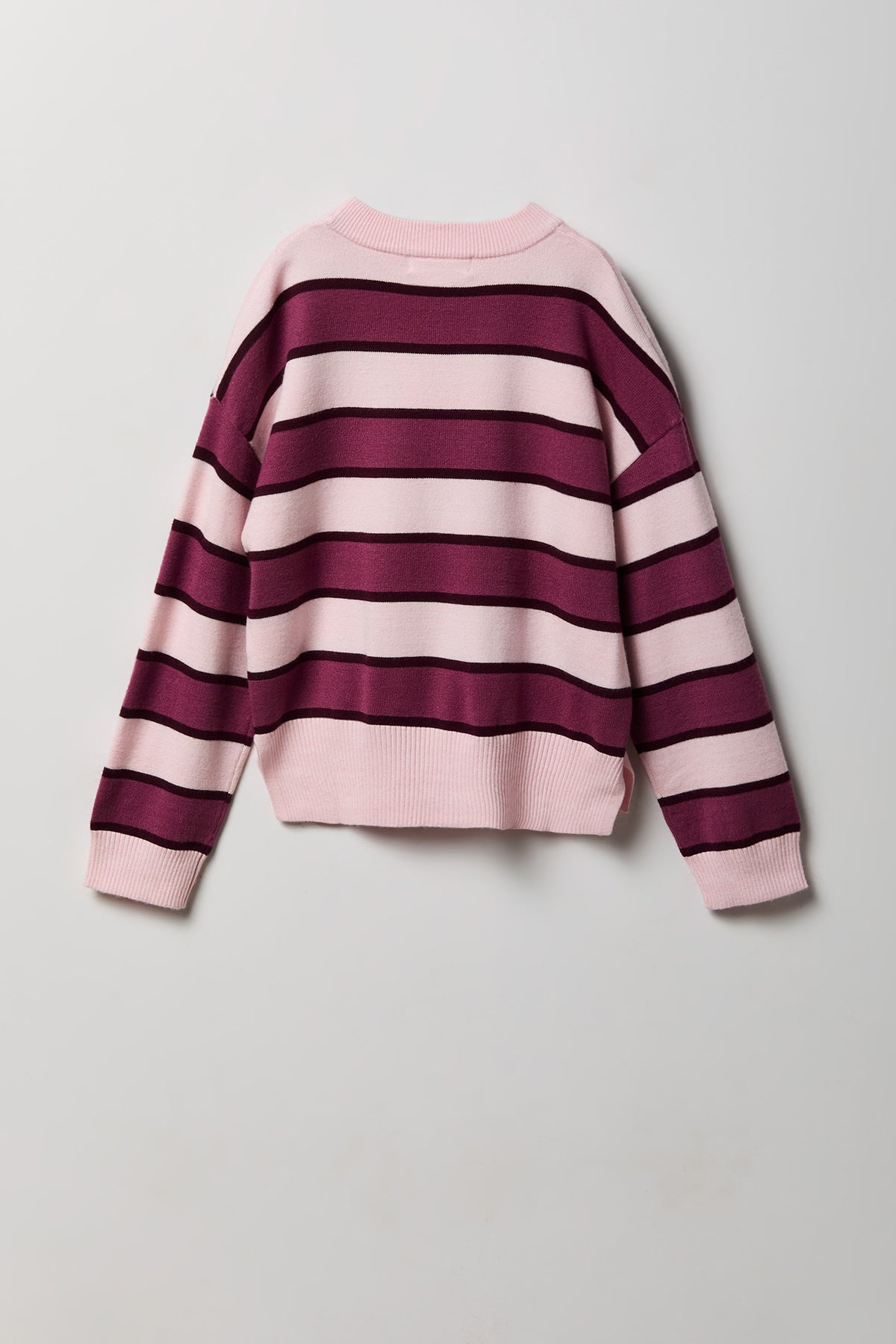 Alt View 2. Girls Oversized Striped Sweater - Pink