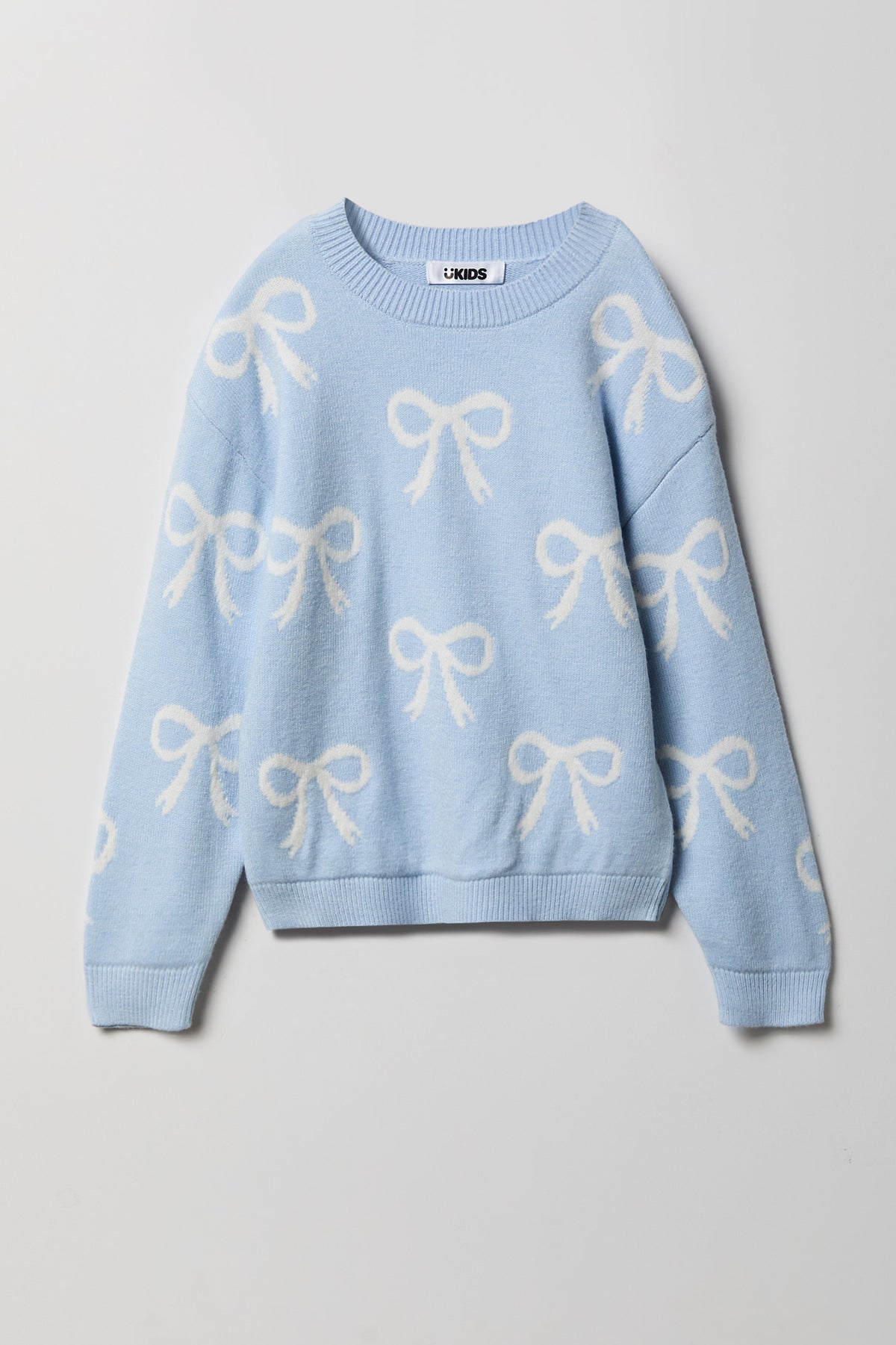 Girls Jacquard Knit Sweater - Light Blue