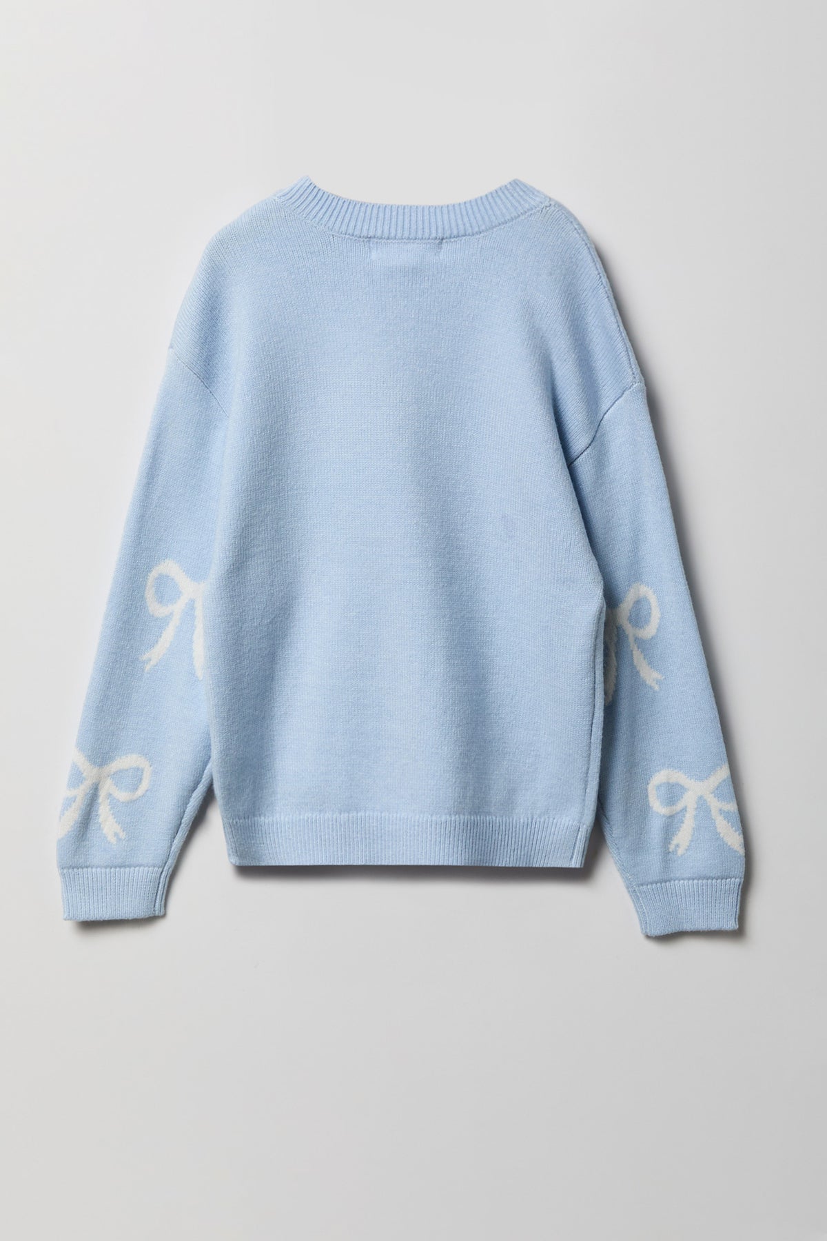 Alt View 2. Girls Jacquard Knit Sweater - Light Blue