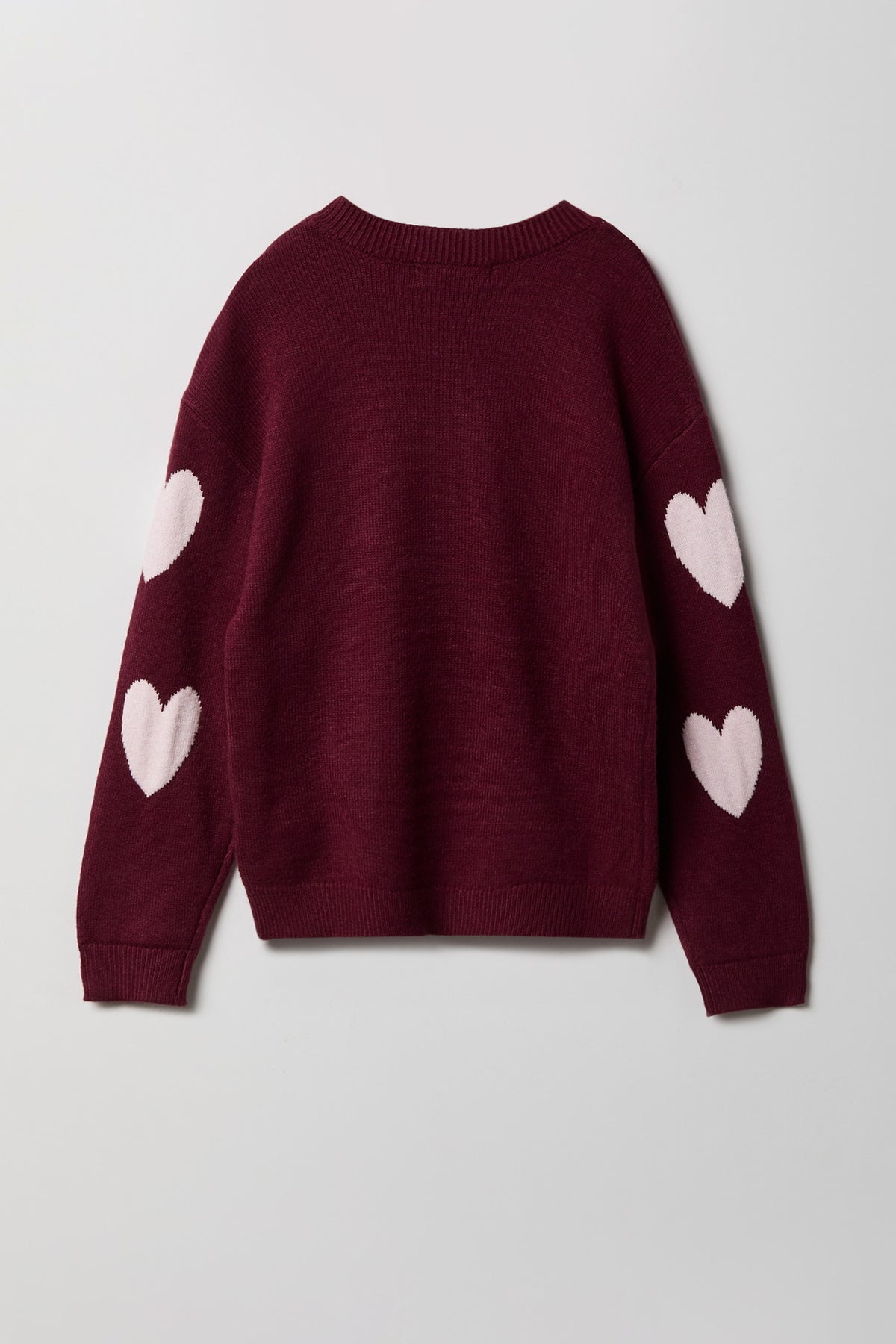Alt View 2. Girls Jacquard Knit Sweater - Burgundy