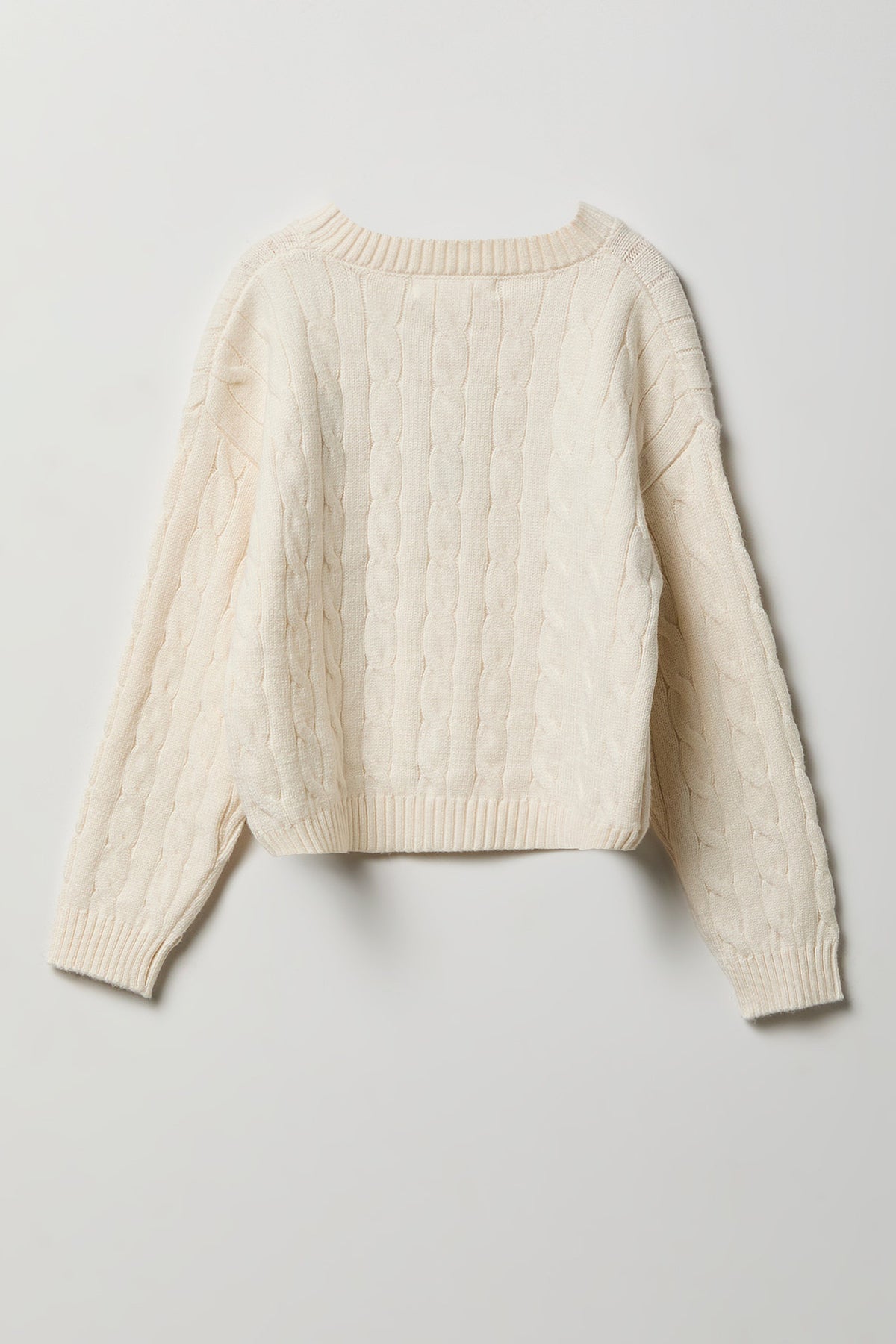 Vue alternative 2. Chandail en tricot torsadé avec motif brodé pour fille
