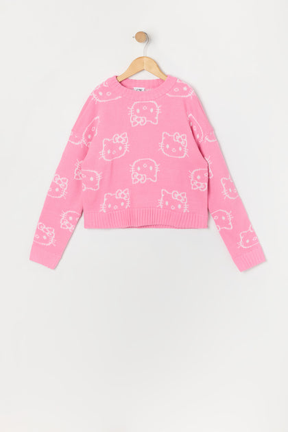 Chandail en tricot jacquard Hello Kitty pour filles