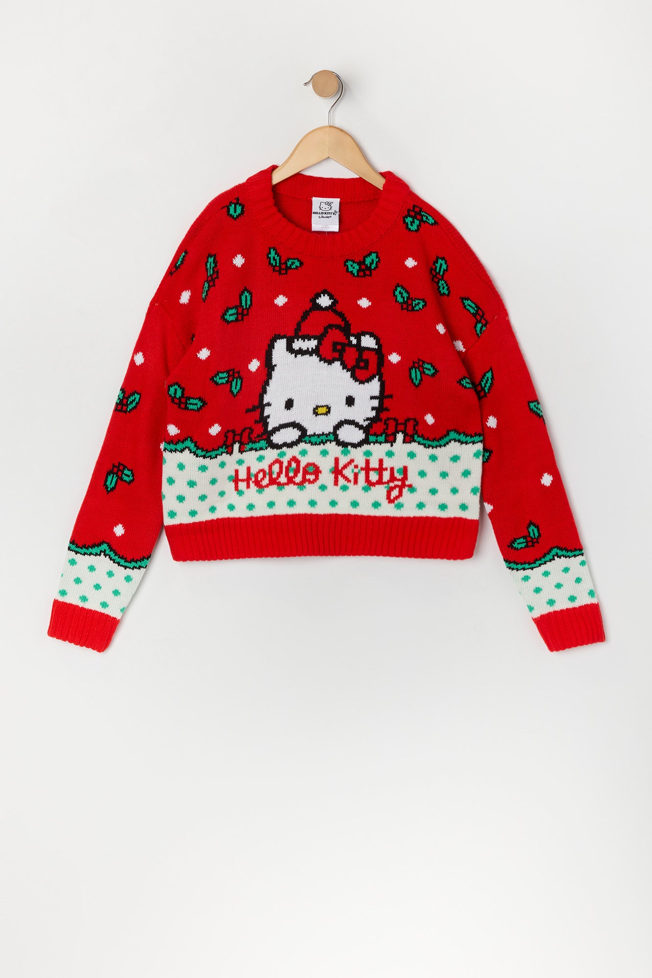 Chandail de Noël en tricot jacquard avec imprimé Hello Kitty pour fille