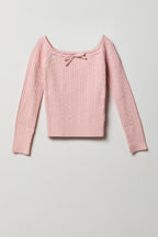 Girls Bow Neckline Sweater