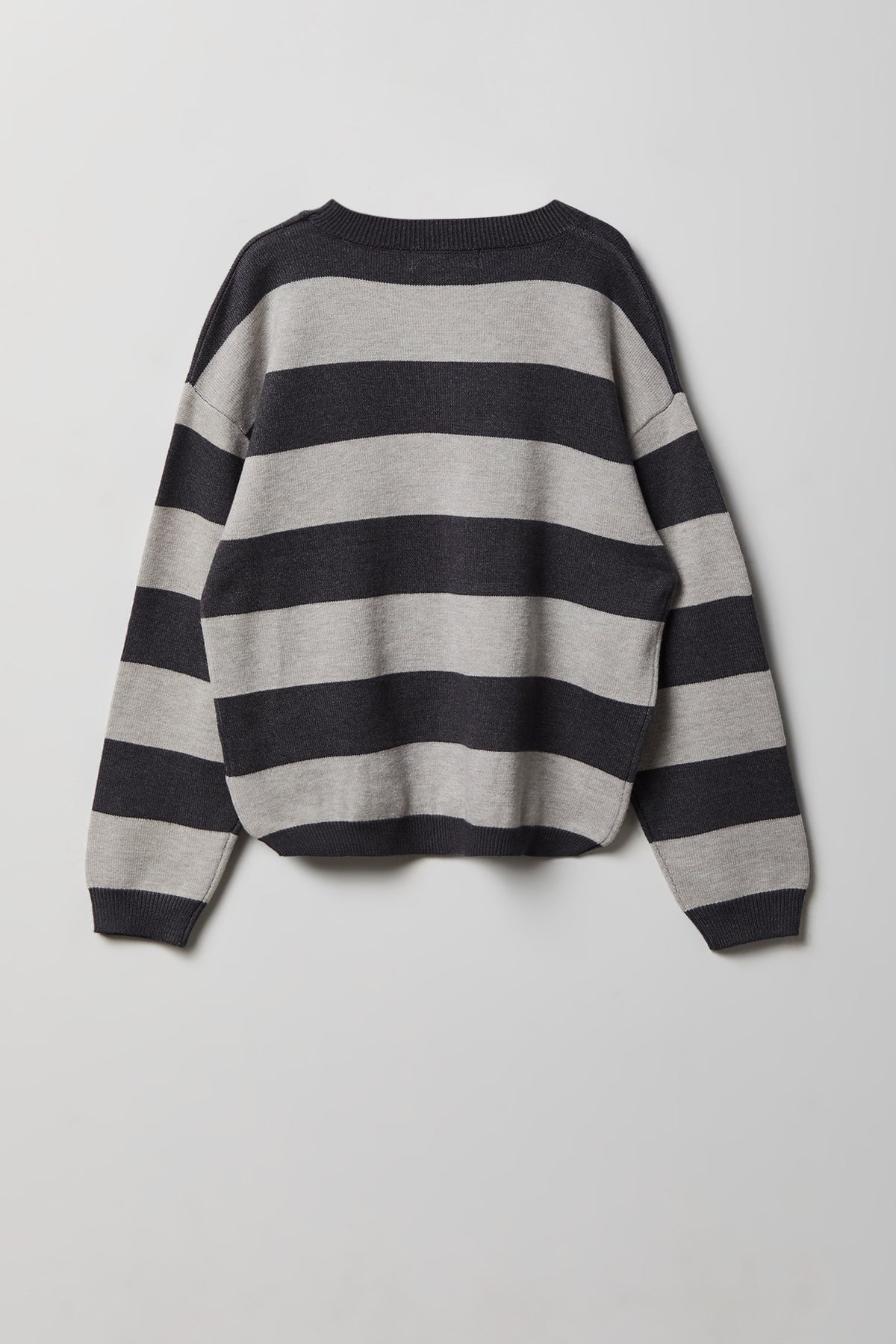 Alt View 2. Girls Striped Sweater - Heather Grey