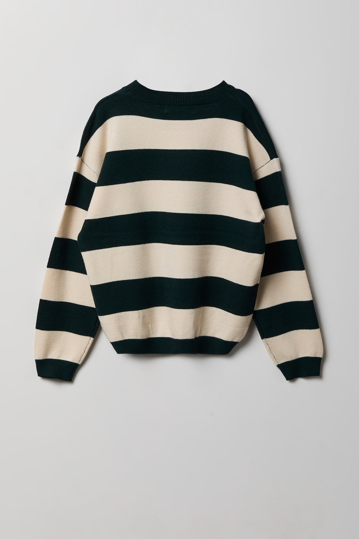Alt View 2. Girls Striped Sweater - Green