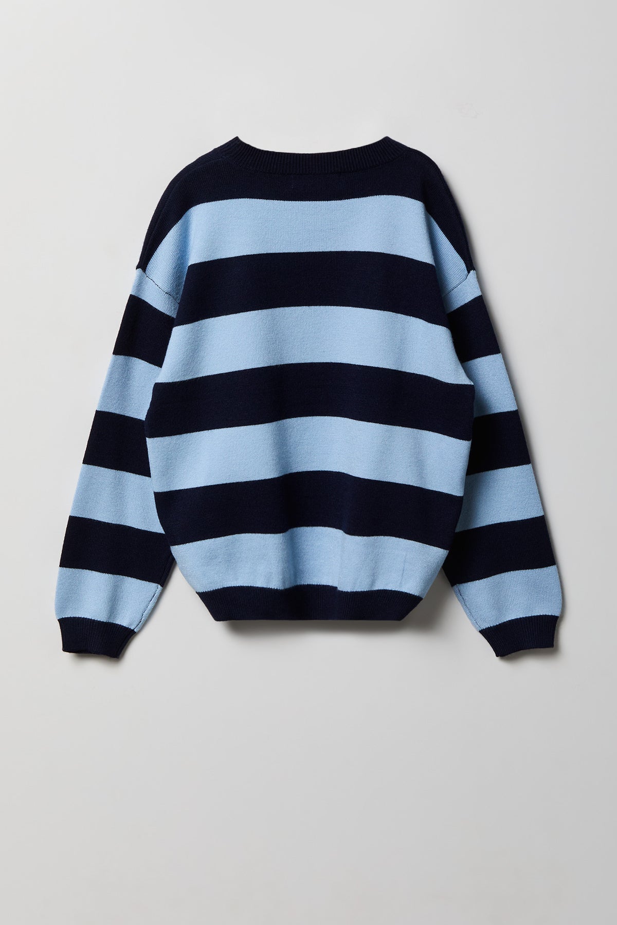 Alt View 2. Girls Striped Sweater - Light Blue