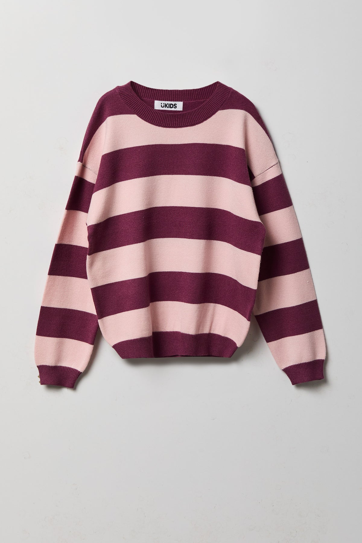 Girls Striped Sweater - Mauve