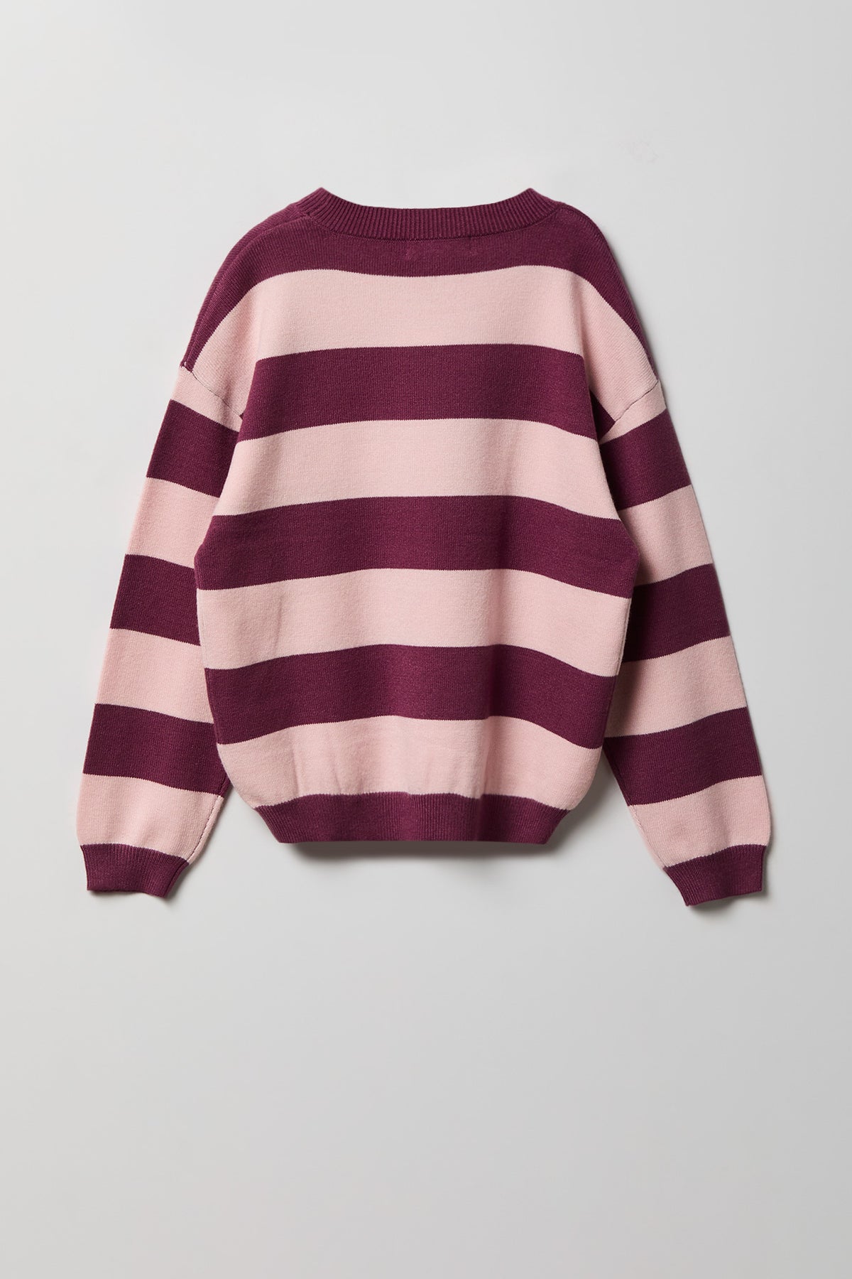 Alt View 2. Girls Striped Sweater - Mauve