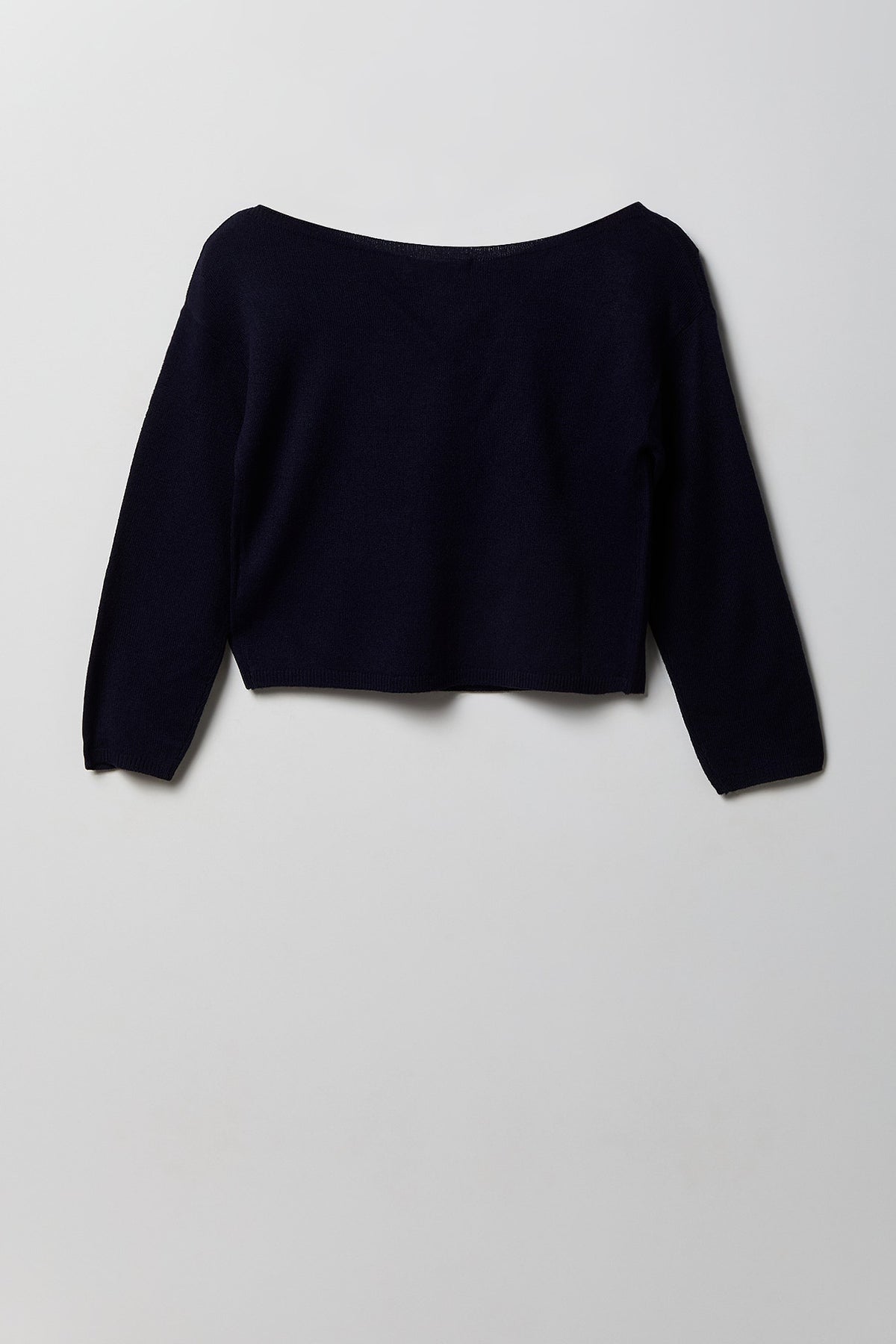 Alt View 2. Girls Jacquard Knit Sweater - Navy