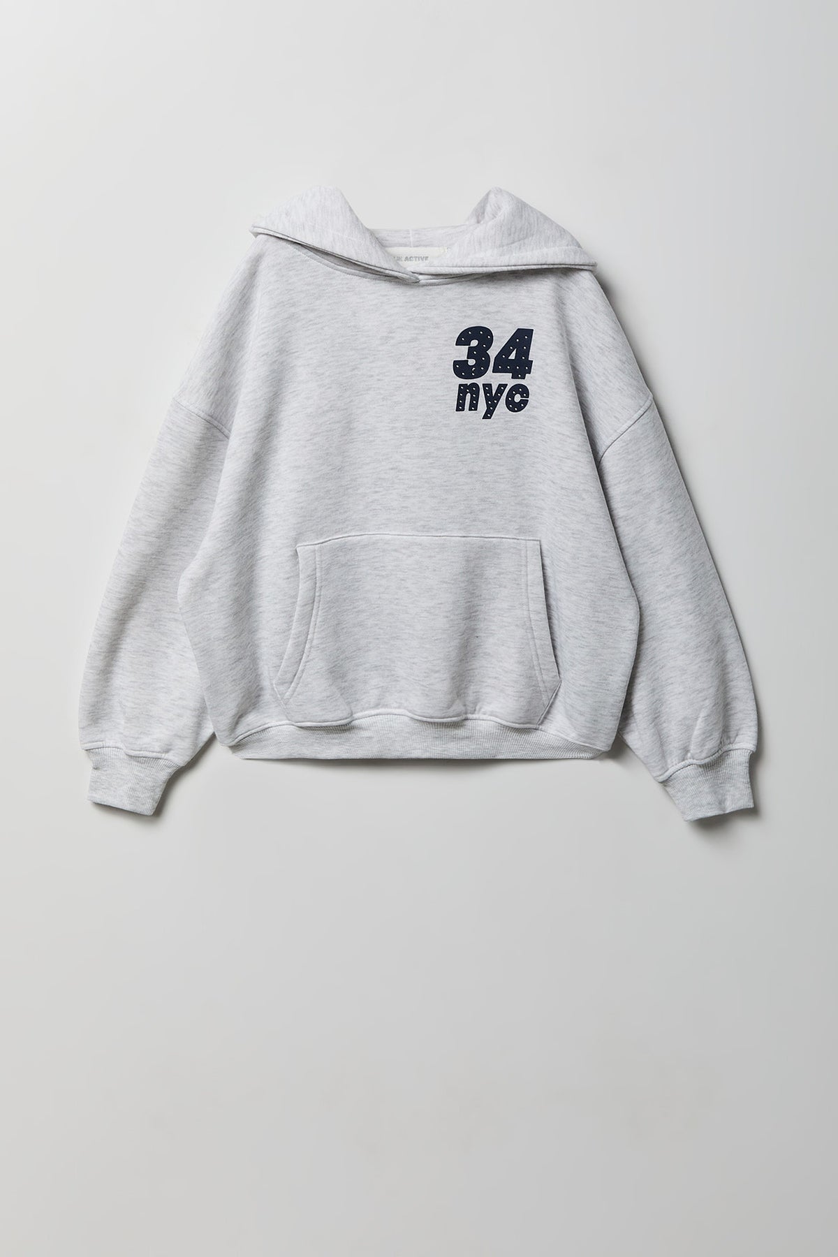 Alt View 2. Girls Graphic Boxy Fleece Hoodie - Light Grey