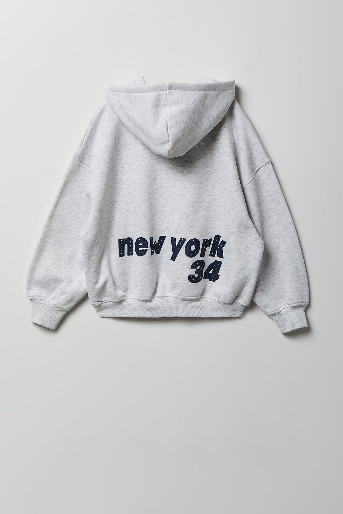 Girls Graphic Boxy Fleece Hoodie - Light Grey