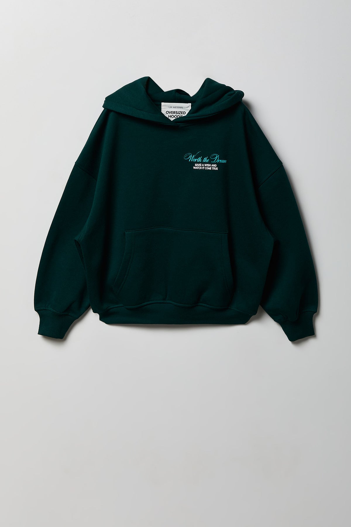 Alt View 2. Girls Graphic Boxy Fleece Hoodie - Green