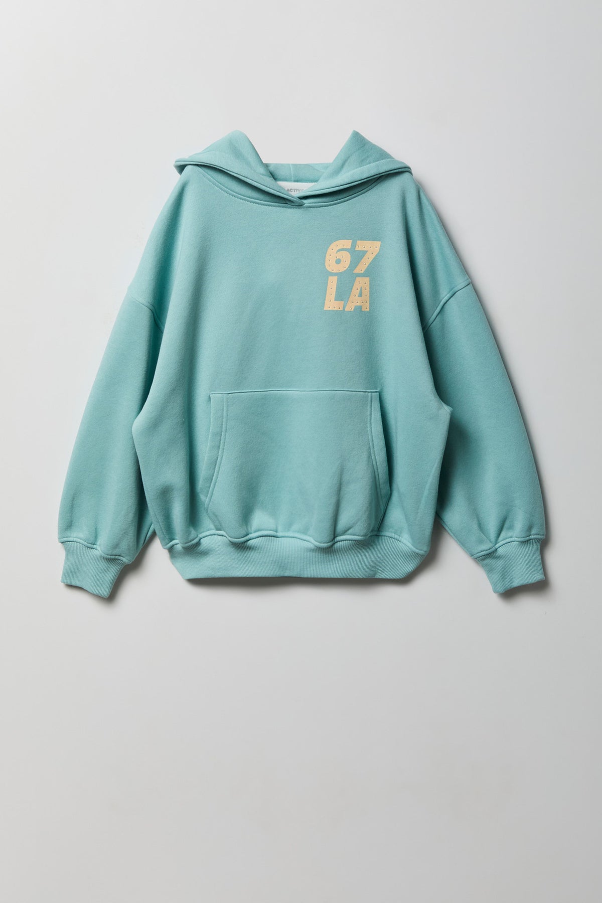 Alt View 2. Girls Graphic Boxy Fleece Hoodie - Aqua