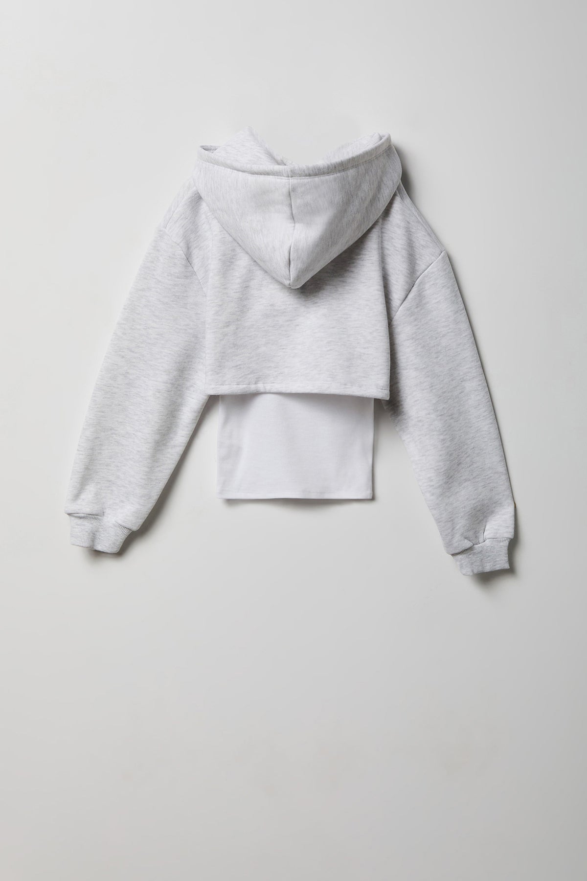 Alt View 2. Girls Graphic Fleece Hoodie & Tank Set - Light Grey