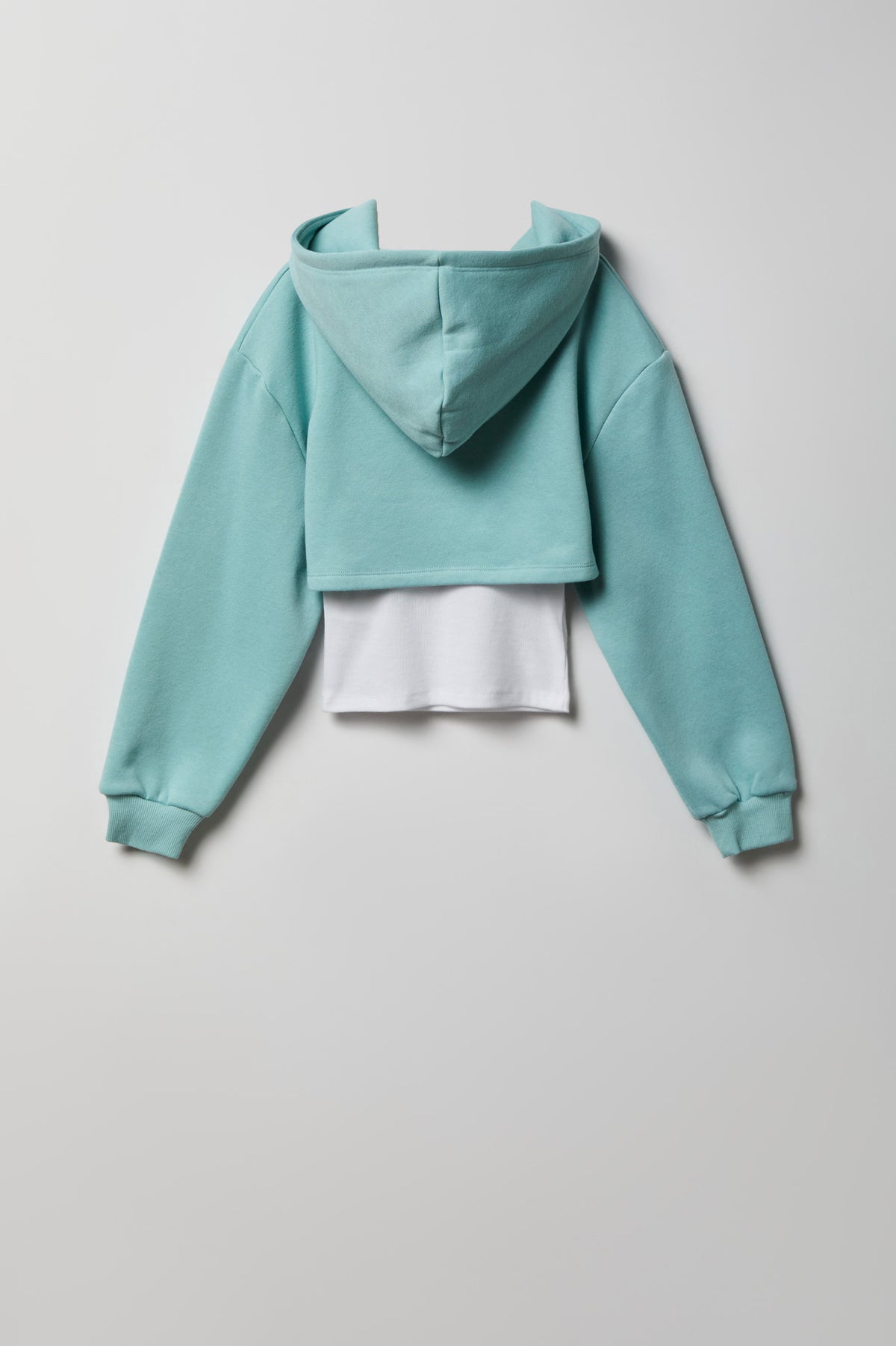 Alt View 2. Girls Graphic Fleece Hoodie & Tank Set - Aqua