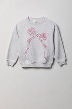 Girls Oversized Rhinestone Graphic Fleece Sweatshirt